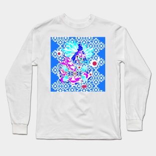 blue dragon quetzalcoatl ecopop art in mexican aztec tribal pattern Long Sleeve T-Shirt